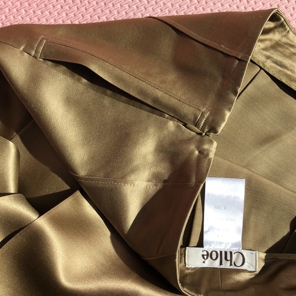 CHLOE Gold Pleated Mini Skirt French 36 US 4-6 Metallic - Picture 6 of 11